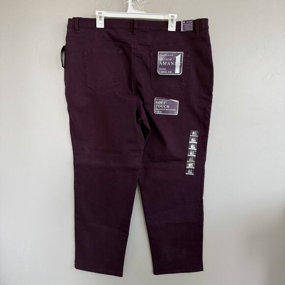 NWT Gloria Vanderbilt Amanda Slimming Jean Womans Size 20W SHORT Pants Plum Wine - Picture 2 of 5
